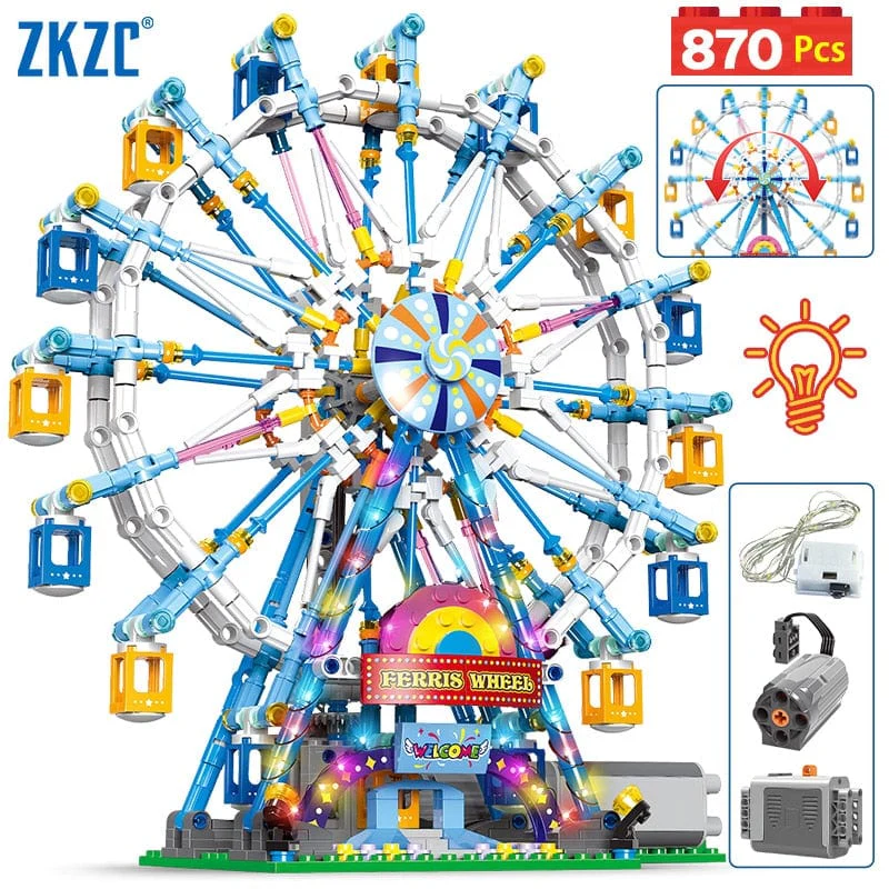 MOC Technical Rotating Ferris Wheel Building Blocks and Electric Bricks - Image 5