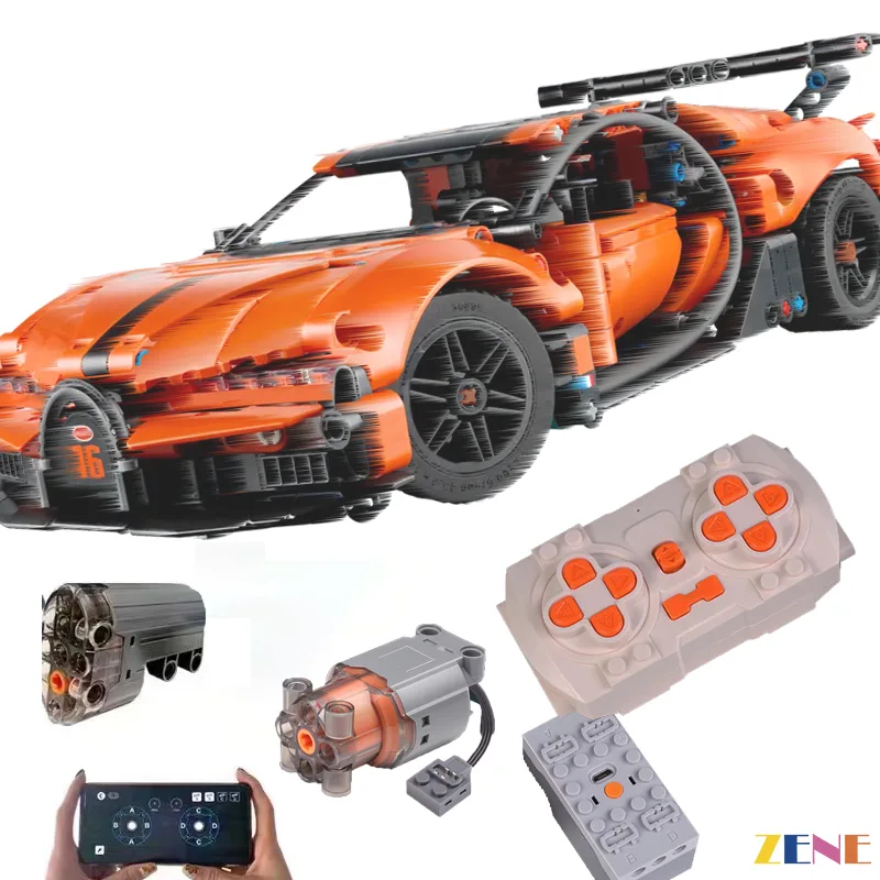 Power Functions Kit for Bugatti Chiron Pur Sport Hypercar #42222 Motorized & Power Up