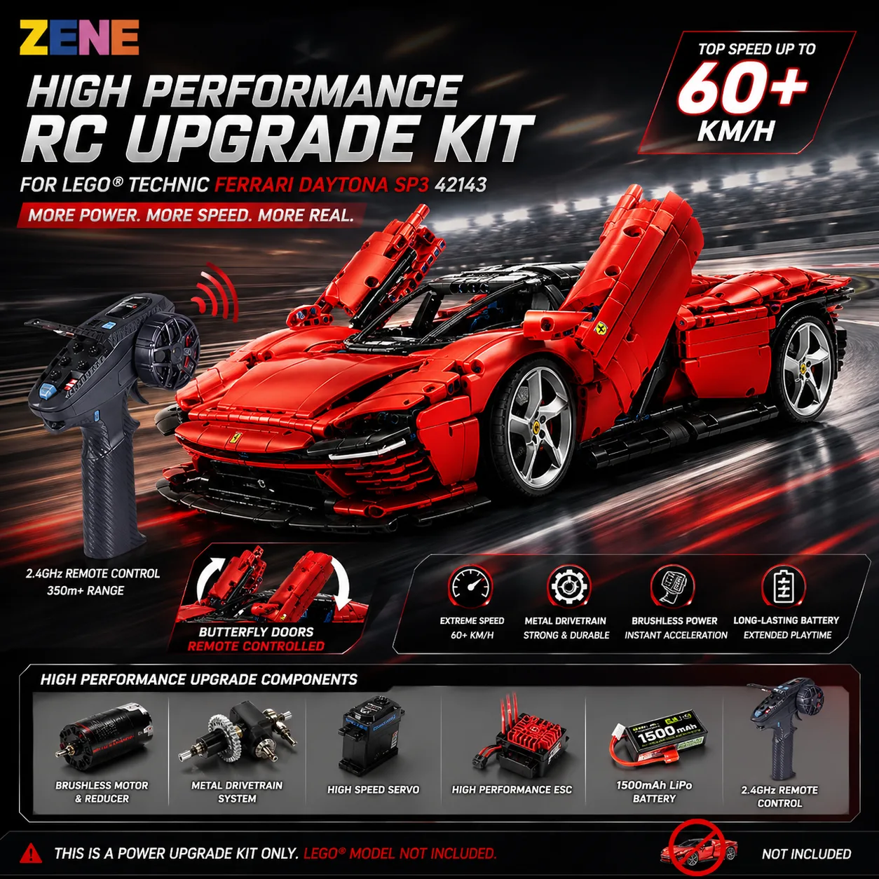 Power Functions Kit for Ferrari Daytona SP3 #42143 (High Performance)