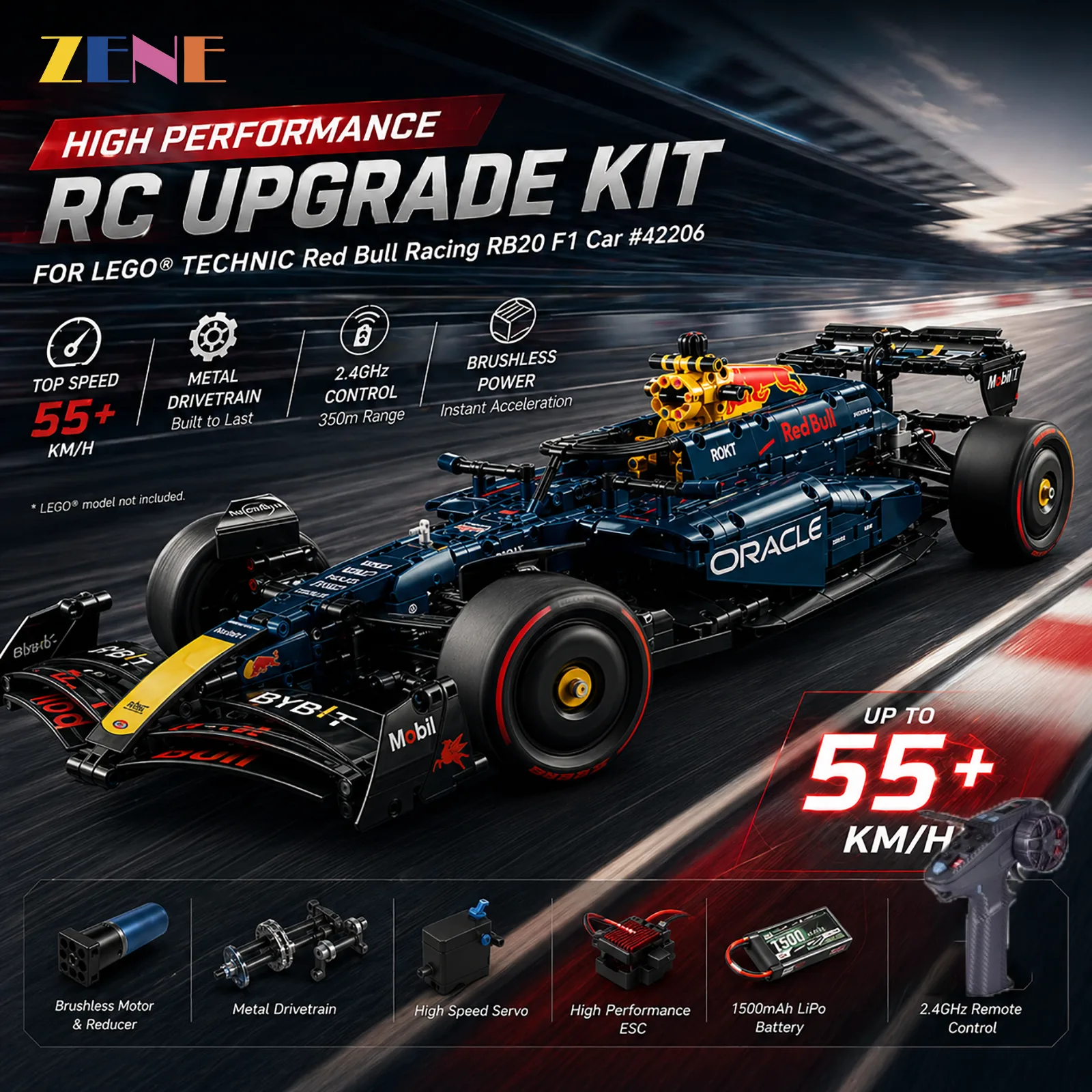 Power Functions Kit for Red Bull Racing RB20 F1 Car #42206 (High Performance RC)